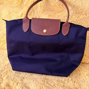 Longchamp Dark Purple and Brown Tote Bag